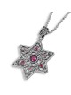 Rafael Jewelry Étoile de David avec Quartz et Rubis Argent Nec