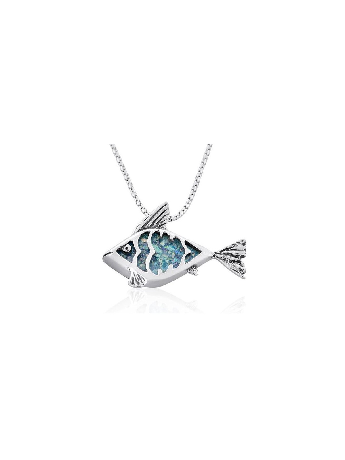 Verre romain avec collier de poisson à cadre argenté