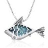 Roman Glass with Silver Frame Fish Necklace