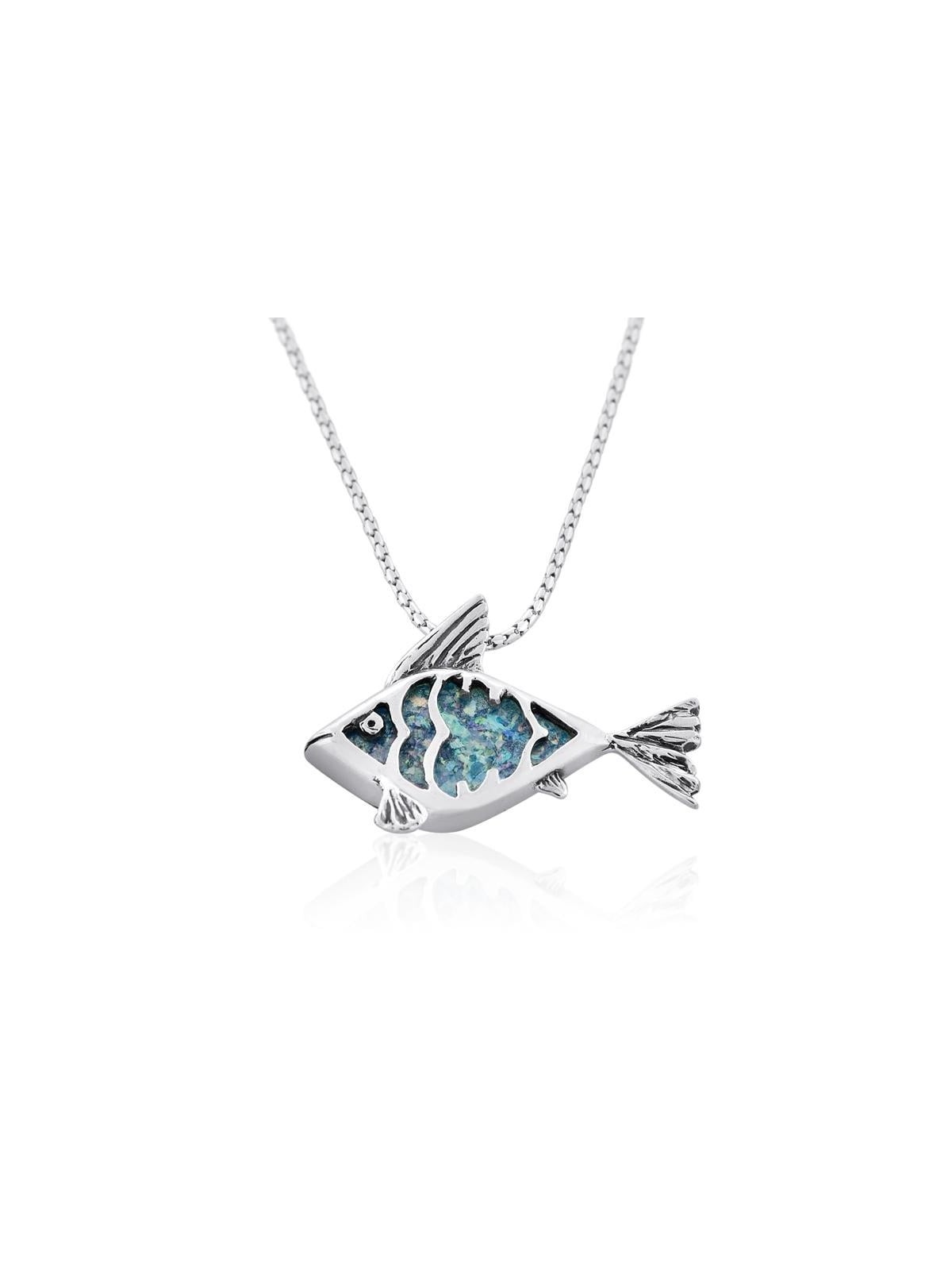 Verre romain avec collier de poisson à cadre argenté