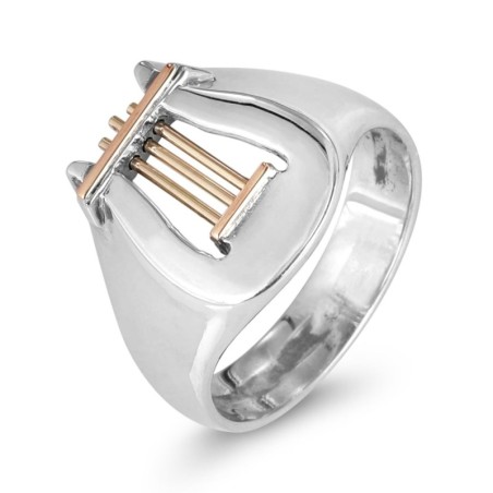 Sterling Silver with Red and Yellow Gold Harp Ring