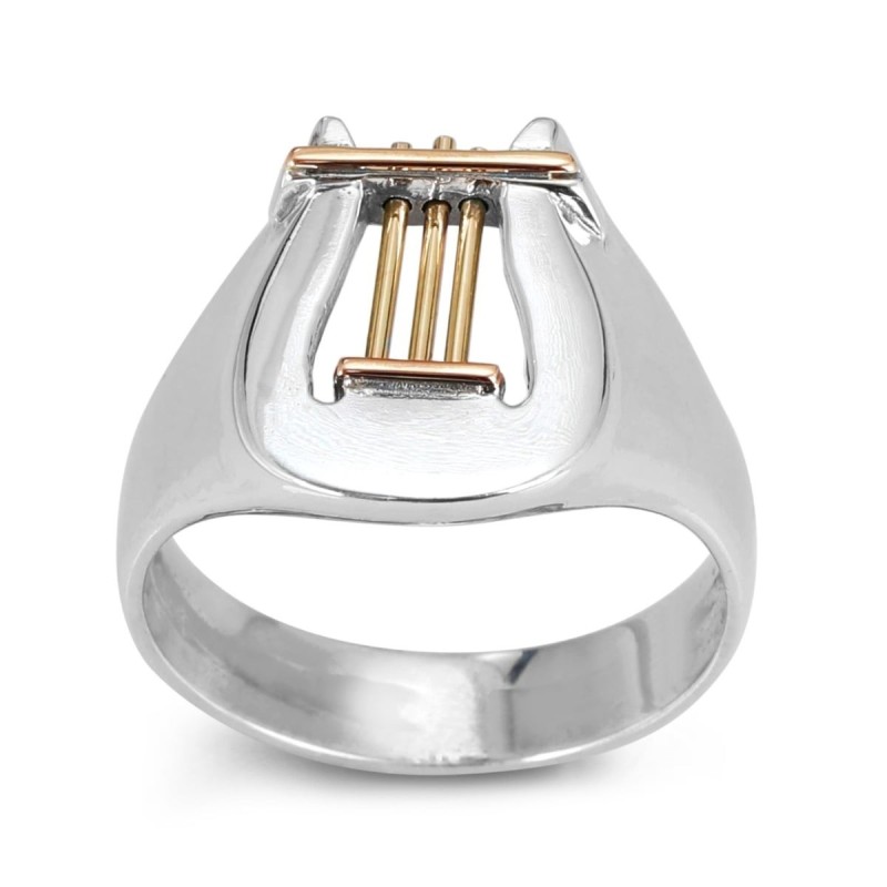 Bague harpe en argent sterling avec or rouge et jaune