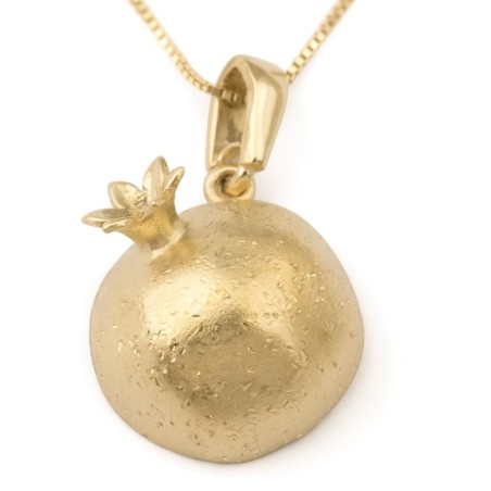 Collier pendentif grenade tridimensionnel en or 14 carats avec nid d'abeille
