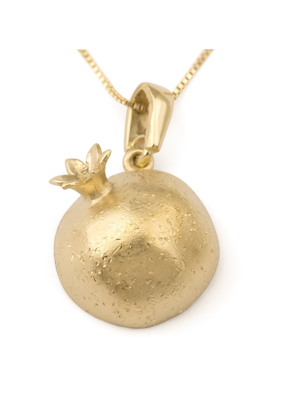 Collier pendentif grenade tridimensionnel en or 14 carats avec nid d'abeille