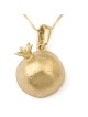 Collier pendentif grenade tridimensionnel en or 14 carats avec nid d'abeille