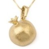 14K Gold Three-Dimensional Pomegranate Pendant Necklace With Honeycomb