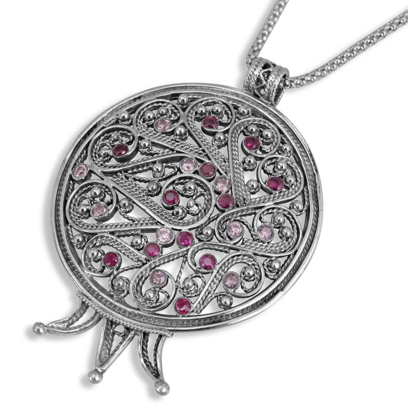 Rafael Jewelry Filigrane Grenade avec pierres précieuses et argent sterling 925