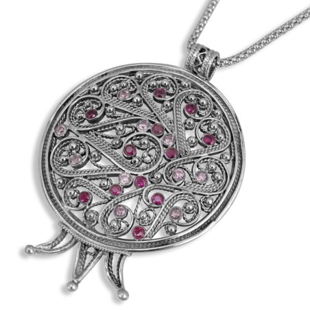 Rafael Jewelry Filigrane Grenade avec pierres précieuses et argent sterling 925