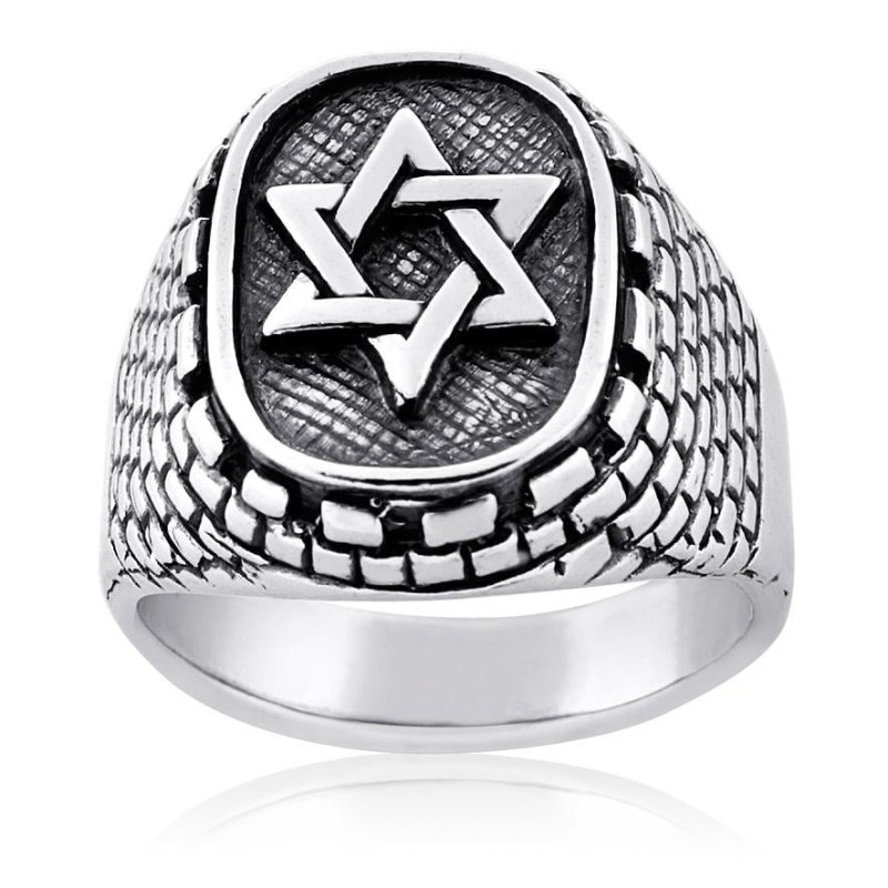 Bague étoile de David et mur Occidental en argent sterling