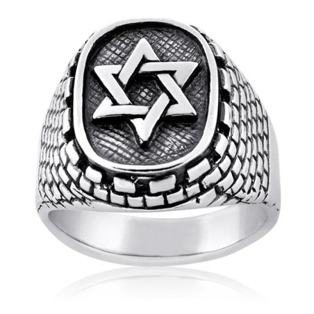 Bague étoile de David et mur Occidental en argent sterling