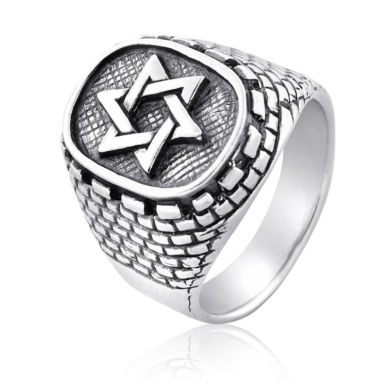טבעת מגן דוד מכסף סטרלינג וטבעת הכותל המערבי
