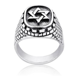 Sterling Silver Star of David and Western Wall Ring
