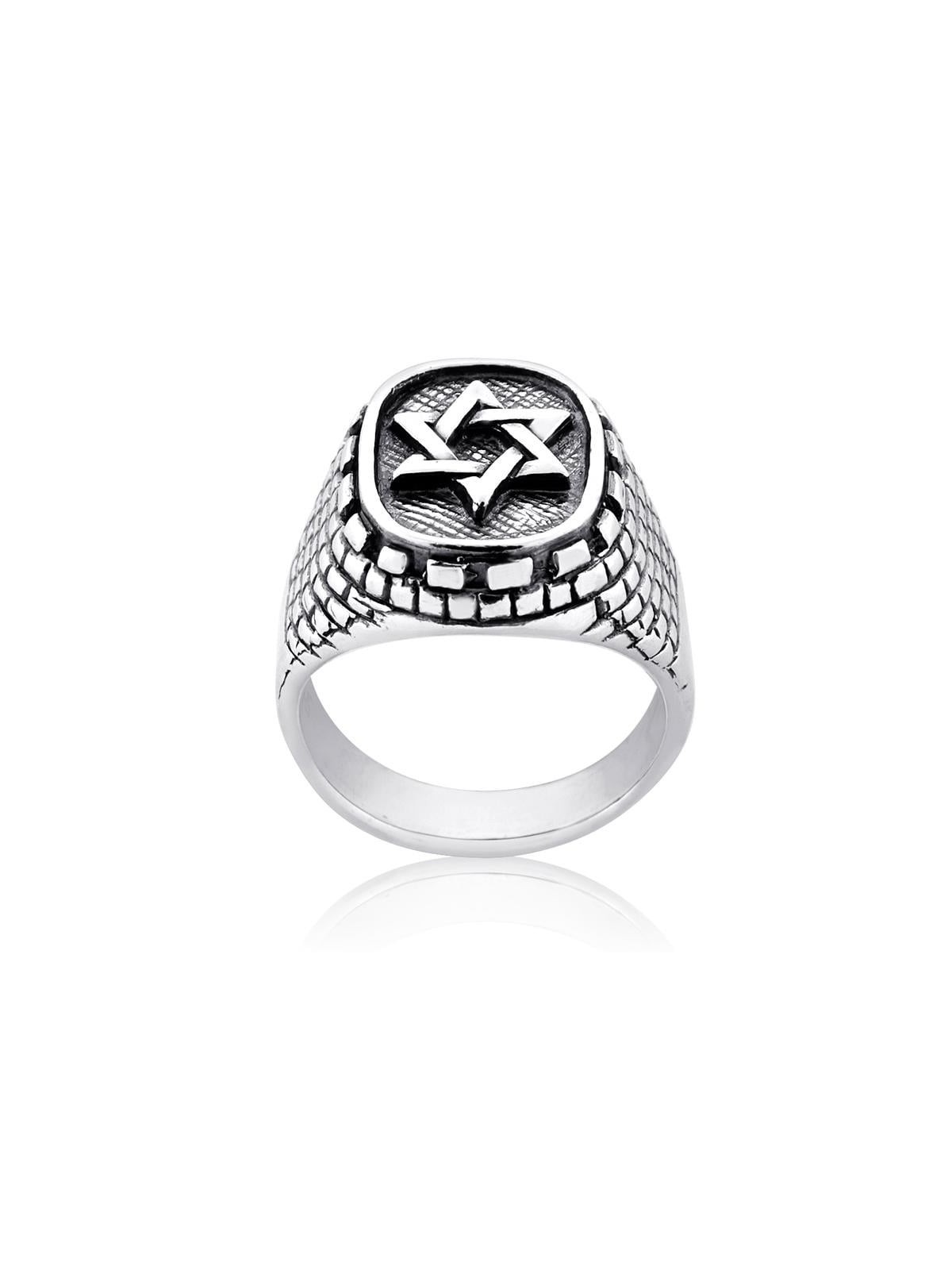 טבעת מגן דוד מכסף סטרלינג וטבעת הכותל המערבי