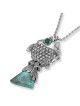 Rafael Jewelry Pendentif en argent avec pierre d'Eilat et poisson de la mer de Galilée avec Eme