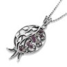 Sterling Silver Filigree Pomegranate Necklace with Ruby Stones