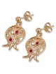 Boucles d'oreilles grenade en or 14 carats avec pierres rubis et quartz
