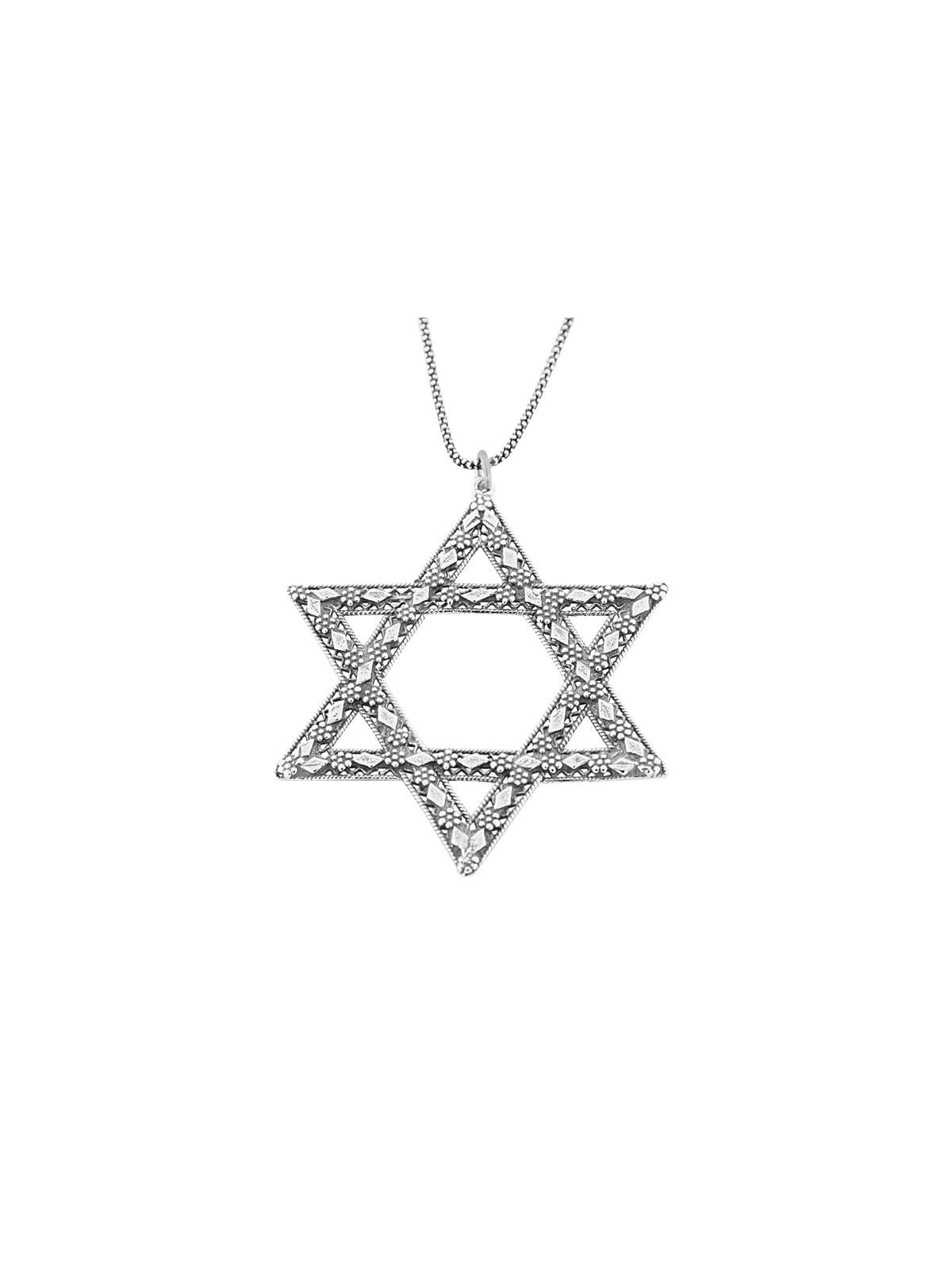 גדול במיוחד מסוגנן כסף סטרלינג בדוגמת יהלום מגן דוד Ne