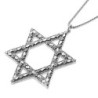 Extra Large Stylish Sterling Silver Diamond-Patterend Star of David Ne