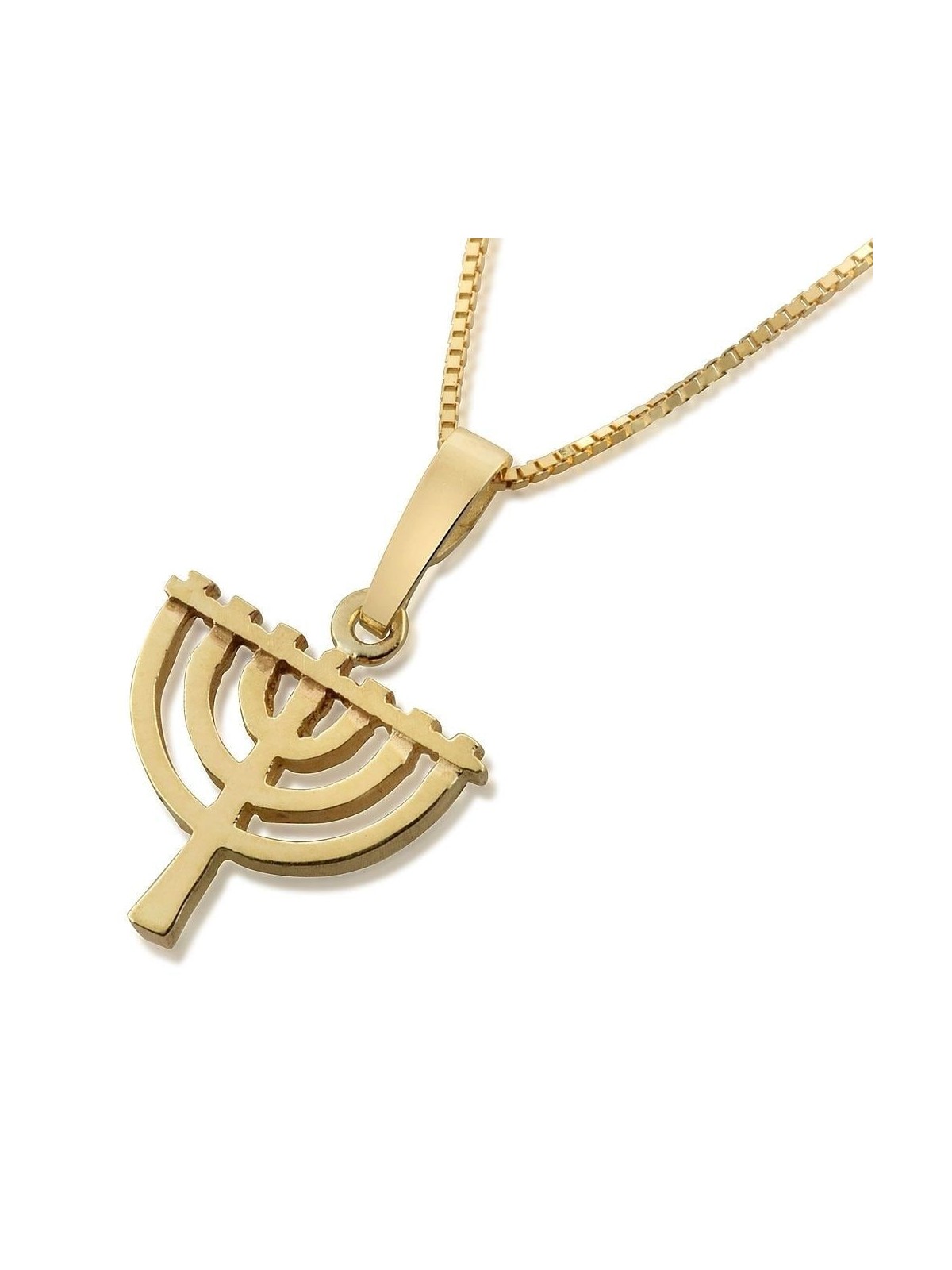 Collier pendentif menorah classique en or 14 carats