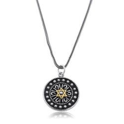 Filigree: Silver Pendant with Gold Star of David
