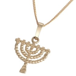 14K Gold Ornamented Menorah Pendant