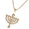 14K Gold Ornamented Menorah Pendant