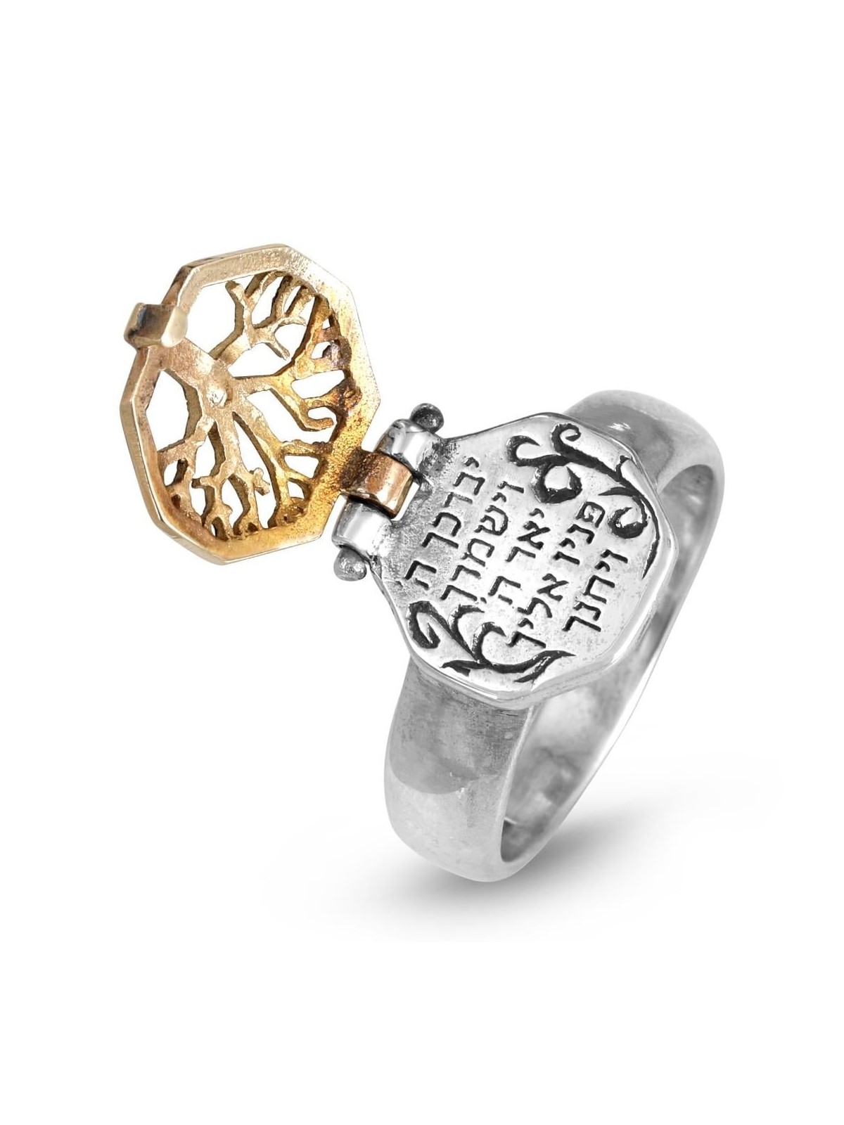 Arbre de vie en or 14 carats et argent sterling 925 et bénédiction sacerdotale Kabbale