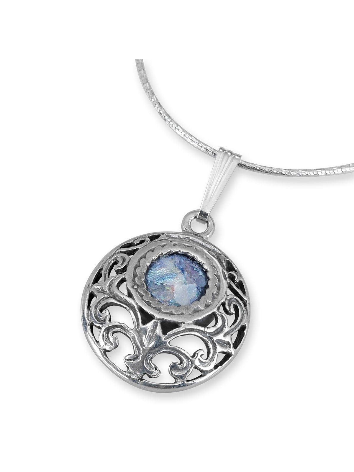 Rafael Jewelry Collier boule romaine en verre et argent