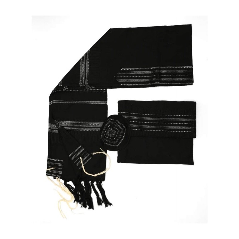 Gabrieli Handwoven Elia Silk Black Tal... | Gabrieli Hand Woven Tallit