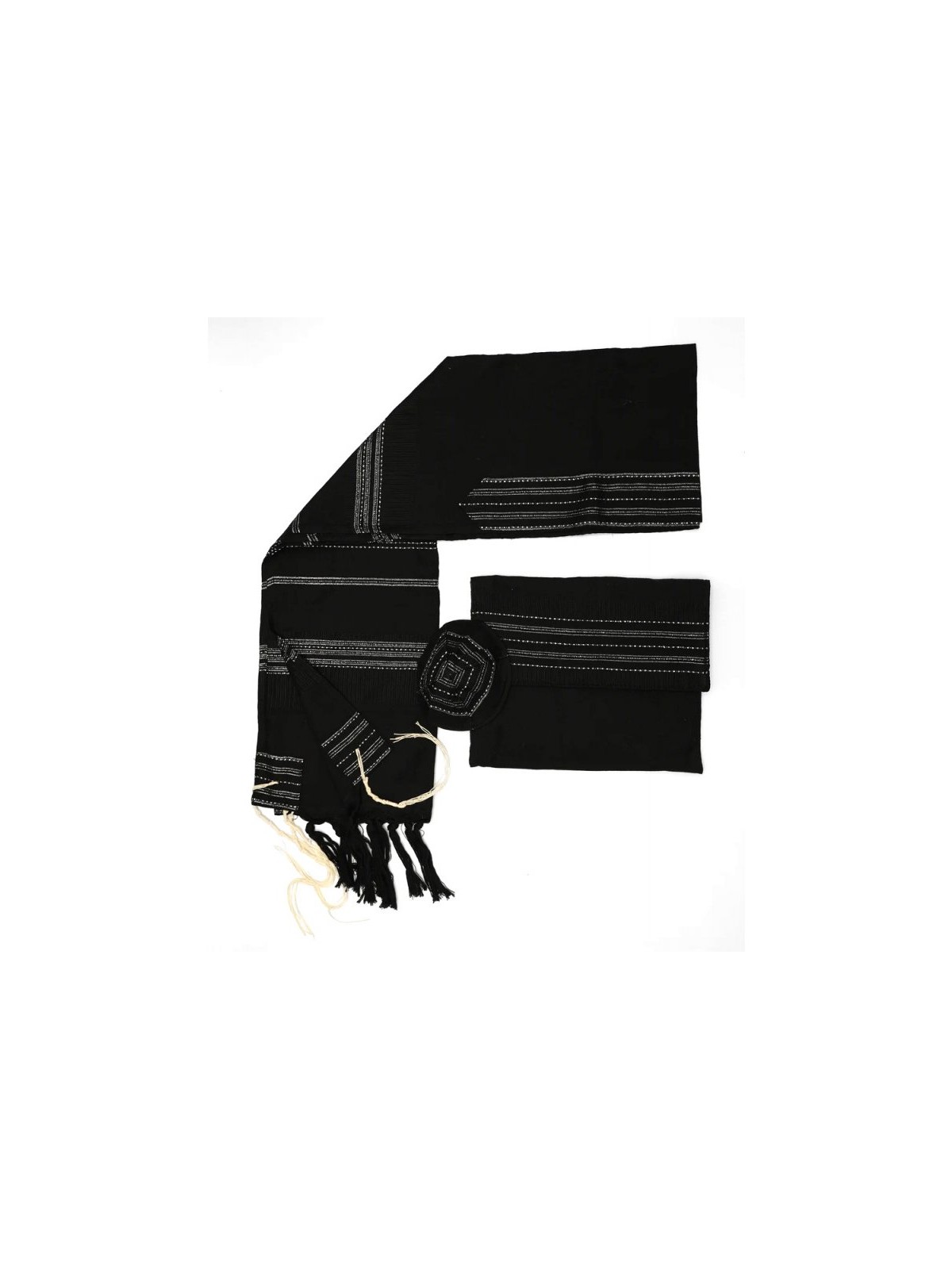 Gabrieli Handwoven Elia Silk Black Tal... | Gabrieli Hand Woven Tallit