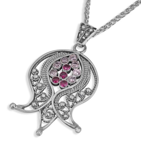 Rafael Jewelry Collier en argent sterling 925 avec grenade rose