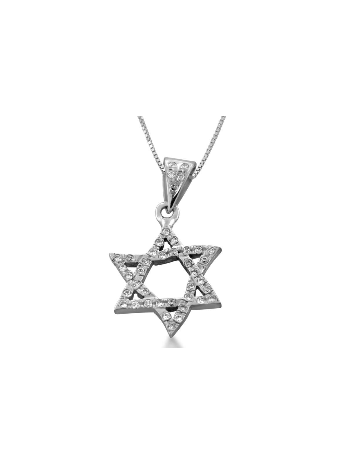 שרשרת מגן דוד דלוקס זהב לבן ויהלומים
