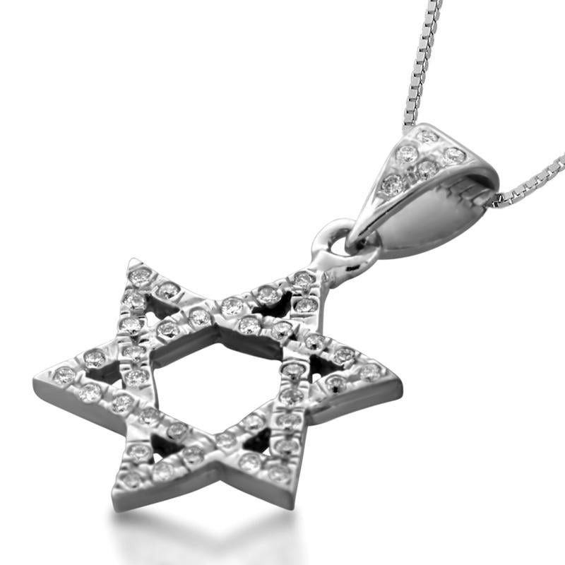 שרשרת מגן דוד דלוקס זהב לבן ויהלומים