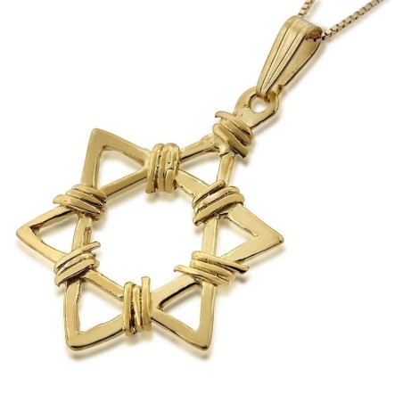 Pendentif étoile de David moderne en or 14 carats