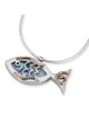 Rafael Jewelry Collier de poisson rempli de verre romain, d'argent et d'or