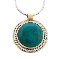 Silver and Gold Filled Circle Eilat Stone Necklace