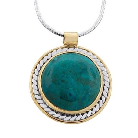 Collier en pierre d’Eilat en cercle rempli d’argent et d’or