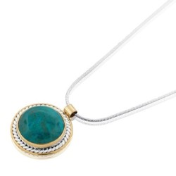 Silver and Gold Filled Circle Eilat Stone Necklace