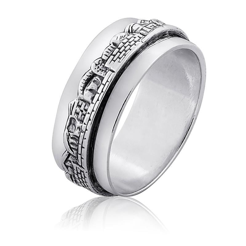 Bague panoramique en argent sterling vieille Jérusalem