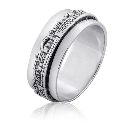Bague panoramique en argent sterling vieille Jérusalem
