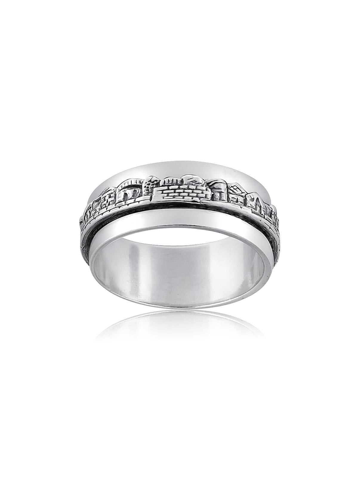 Bague panoramique en argent sterling vieille Jérusalem