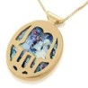 14K Gold and Roman Glass Hamsa Pendant