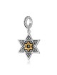 Breloque pendentif étoile de David en argent sterling 925 et plaqué or avec B