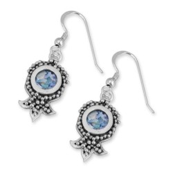 Rafael Jewelry Roman Glass and Silver Pomegranate Earrings