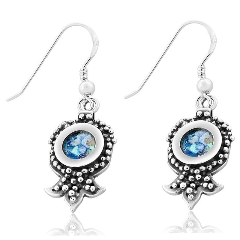 Rafael Jewelry Boucles d'oreilles romaines en verre et argent grenade