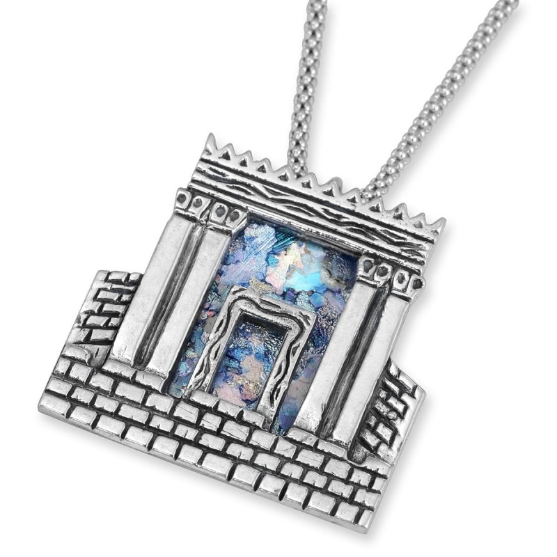 Rafael Jewelry Silver and Roman Glass Necklace - Jerusalem Temple