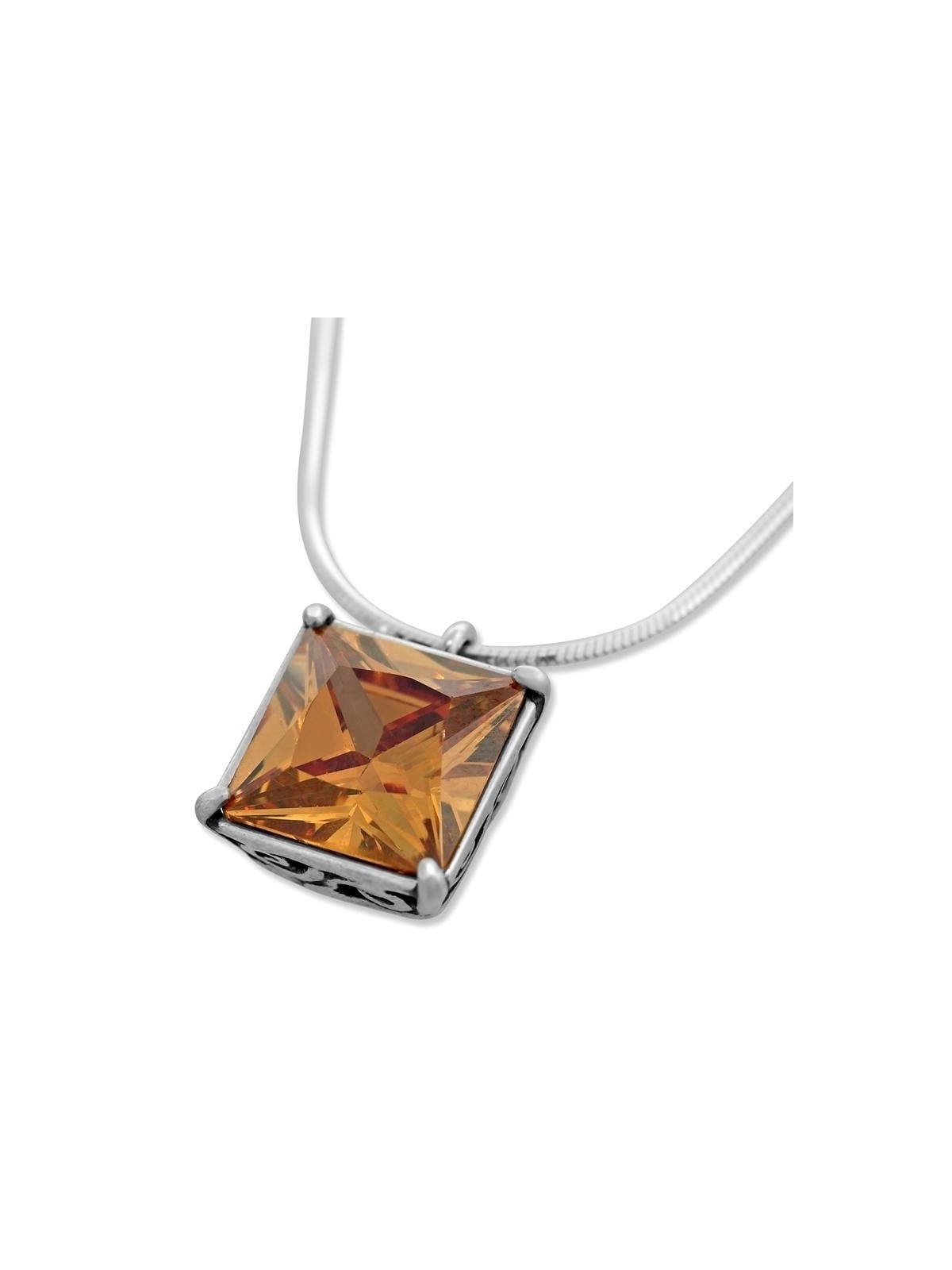 Collier carré en argent sterling avec zircons à facettes