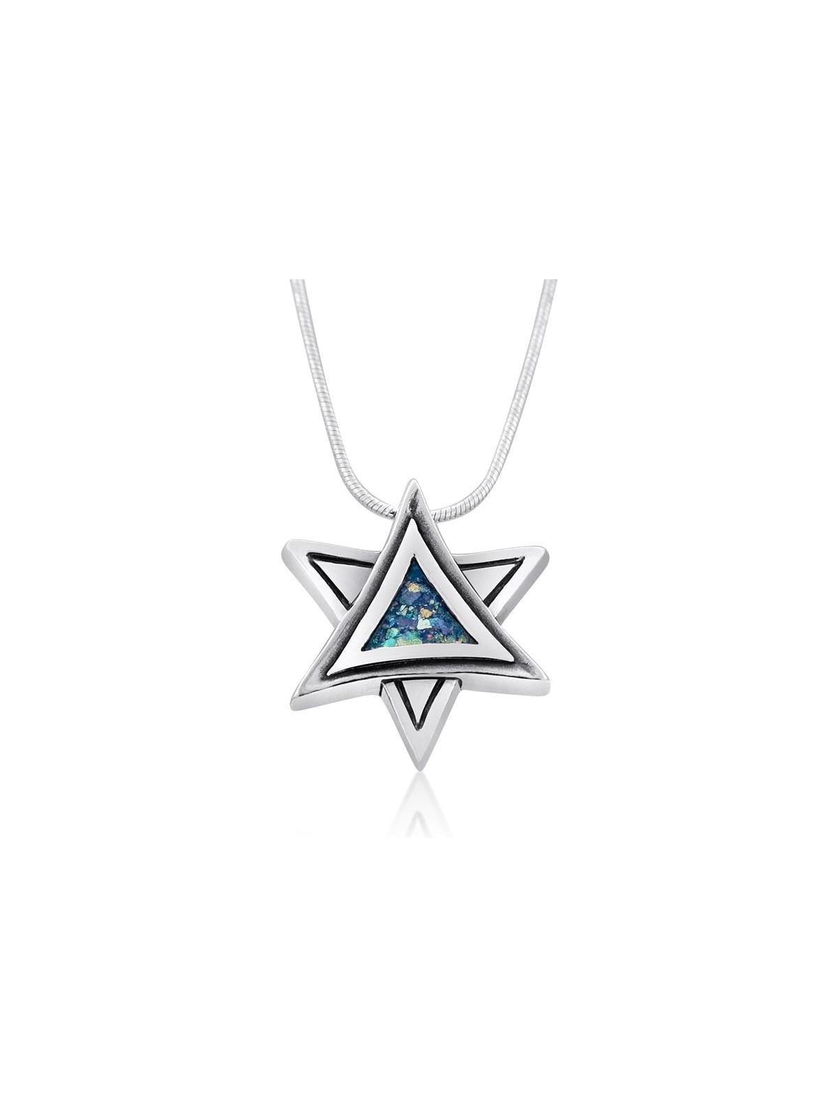 Collier romain en verre et étoile de David en argent