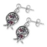 Rafael Jewelry Sterling Silver Pomegranate Filigree Earrings with Ruby