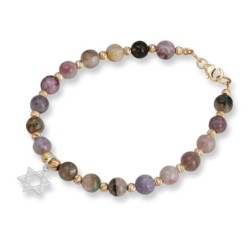 Rafael Jewelry Gold Plated Silver Star of David Bracelet with Tourmali